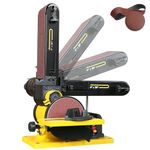 Woodskil 4.3A Belt Sander, 4 x 36 in. Belt & 6 in. Disc Sander, Double Dust Exhaust Port, Steel Base, 2Pcs Sandpapers Included