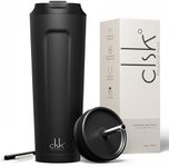 CLSK9° Travel Mug for Hot Drinks (700ml) 2 in 1 Coffee Mug & Tumbler with Straw and Lid, Triple-Wall Thermal Mug, Premium 316SS Steel Insulated Coffee Flask with Copper (Leak-Proof, BPA-Free)