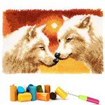 EMISTEM Latch Hook Kits for Adults - DIY Latch Hook Rug Kits for Kids, Crochet Kit for Beginners, Rug Making Kits with Printed Canvas, Gift Packaging.(White Wolf King, 20x15)