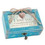 Cottage Garden Love You Granddaughter My Heart Petite Locket Distressed Teal Music Box Plays Tune You are My Sunshine