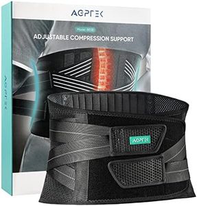 AGPTEK Faja Lumbar para Hombre y Mujer, Soporte Lumbar con 6 Barras, Faja Lumbar Hombre Trabajo para Aliviar Dolor y Lesiones, Escoliosis, Ciática (S: 65-75cm)