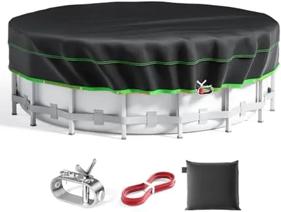 28 Ft Round Pool Cover, Solar Cover for Above Ground Pools, Heavy Duty Swimming Pool Cover Protector with Winch and Cable, Strong Tear Resistant Winter Pool Cover Ideal for Waterproof and Dustproof