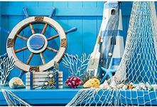 8x6ft Vinyl Blue Wooden Nautical Birthday Backdrop for Photoshoot Blue Boat Fishing Net Lighthouse Compass Sailing Adventure Background for Kids Baby Shower Backdrop Photo Booth Studio Prop
