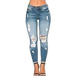 CME SHOWU Women Skinny Ripped Jeans