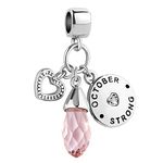 LovelyJewelry October Birthday Heart Love Simulated Birthstone Charms for Bracelets