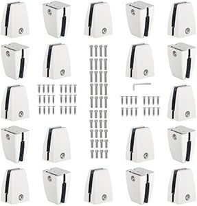 20 PCS Office Desk Partition Support Bracket,Desk Divider Clamp Brackets Shelf Clip Clamp Holder Screen Clip Holders,Desk Privacy Screen Clips Clamps Sneeze Guard Bracket Support 0-1/2" Panel (White)
