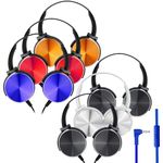 OSSZIT 12 Pack Headphones Wired Bulk for School Over-Ear Headsets with Microphone for Kids StudentsTeens Classroom Library Chromebook Laptop Adjustable 3.5mm Jack (Mixed Colors)