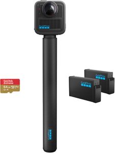 GoPro MAX2 Action Camera Bundle – 4ft Extension Pole, 2 Enduro Batteries, 64GB microSD