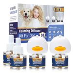 Dog Calming Pheromones Diffuser 6 in 1 Kit Appeasing Pheromone Diffuser to Calm (2 Plug in+4 Pack 48ml Refill) for Anxiety Relief Reduce Aggression Fighting Barking Stress 120 Day Supply(Tasteless)