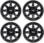 RockTrix RT102 12in ATV Wheels Rims 12x7 Matte Black, 4x156 Bolt Pattern, 4+3 offset, Compatible with Polaris Sportsman RZR Ranger (4/156) (Set of 4)