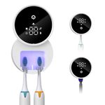 ORIA UV Toothbrush Sanitizer, Wall Mounted Toothbrush Sanitizer Holder with Sterilization, 60°C Drying, LED Smart Display, Rechargeable, Auto-Inductive, Long-Lasting Battery for Home and Travel