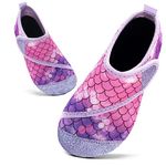 Kids Swim Water Shoes Toddlers Baby Aqua Socks Quick Dry Pool Beach Barefoot for Girls Children (Purple Yl,5.5/6 UK Child,22/23 EU)