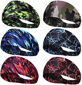 Brighoo 6 Pieces Headbands for Men Women Non-Slip Sweat Bands Breathable Cooling Headbands Outdoor Sports Headbands for Workout Yoga Running Jogging Cycling (Delicate Style)