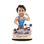 Foto Factory Gifts® Personalized Caricature Gifts for Gym Lover Body Builder (wooden_8 inch x 5 inch) CA0264