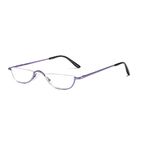 KoKoBin Half Frame Reading Glasses Spring Hinges for Men Women Slim Half Moon Lens Readers Metal Semi Rimless eyewear (Purple, 2.00)