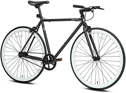 AVASTA Single-Speed Fixed Gear Urban Commuter Bike for Women and Men, Lightweight Unisex Fixie Bike, Flat Handlebar Flip Flop Hub City Road Bicycle, 50 Black & White