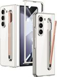 Kapa Phantom Contrast Case for Samsung Galaxy Z Fold 5 | Inbuilt S-Pen Holder Hybrid Back Cover (Silver with Pink Pen)