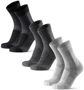 DANISH ENDURANCE 3 Pairs Lightweight Merino Hiking Socks Padded Anti Blisters for Men & Women, Multicoloured (1 x light grey, 1 x dark grey, 1 x black), 10-13 US