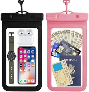 Shapenwin 2-Pack Extra Large Waterproof Phone Pouch - Universal Dry Bag for iPhone, Samsung, Wallet, Passport - Touch Sensitive with Finger Strap - IPX8 Certified