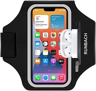 RUNBACH Armband for iPhone 16/16 Pro/15/15 Pro/14/14 Pro/13/13 Pro/13 Mini/12/12 Pro/12 Mini/11/11 Pro/XR/XS/X/SE/8/7/6,Water Resistant Sport Armband with Zipper Slot for Airpods and Car Key (Black)