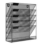 Solinxe Wall File Holder 6 Tier Hanging File Folder Organizer Desk Paper Magazine Document Rack, Black