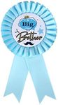 Satin Fabric Big Brother Tinplate Badge Pins, Birthday Boy Award Ribbon, Kids Birthday Baby Shower Rosette, Brooch Buttons Pin for Boy Birthday Party Decorations - Sky Blue