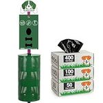 flybold Dog Waste Station Outdoor - Pet Waste Station with Poop Bag Dispenser - Dog Shaped Sign Post Large Litter Bin 400 Roll 200 Pull Bags and 50 Can Liners - Pet Waste Bags Disposal System Outdoors