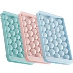 AEX Mini Ice Cube Tray Balls, Round Ice Ball Maker Moulds for Freezer, Sphere Ice Cube Trays 33 Ice Ball Molds Easy Remove Sphere Ice Making Mold for Water Whiskey Cocktail Tea Coffee Pack of 3 (Mix)