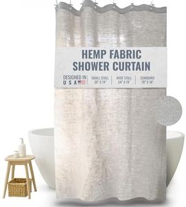 Bean Products Hemp White Stall Shower Curtain [54" x 74"] | All Natural Materials - Made in USA | Works with Tub, Bath and Stall Showers
