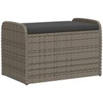 ** vidaXL Storage Bench with Cushion Grey 80x51x52 cm – PE Rattan Outdoor Seat with Water-Resistant Storage Bag