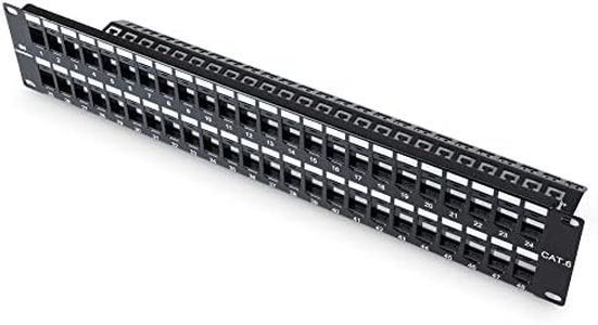 Cable Matters Rackmount or Wall Mount 2U 48 Port Keystone Patch Panel with Cable Management and Support Bar (19-inch Blank Patch Panel for Keystone Jacks/Keystone Panel)