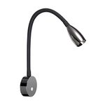 acegoo 12V LED Reading Light RV Flexible Gooseneck Reading Lamp with USB Quick Charger, DC12-24V, Hard-Wired Surface Mount (Full Metal/Gloss Black)