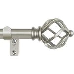 KAMANINA Curtain Poles Antique Silver 80 to 218 cm, Splicing and Telescoping Curtain Rods for Windows, 19 mm Window Curtain Pole with Twisted Cage Finials