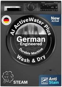 Bosch 12 kg (washer), 7 kg (Dryer) 5 Star Front Load Fully Automatic Washer Dryer Machine, AI ActiveWater, Inbuilt heater, 14 Wash Programs, 66L Large Drum, Cast Iron Grey, WNA2740RIN (2026 model)