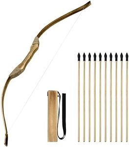 Basbon Wooden Bow and Arrow Set, Handmade 32 Inch Kids Bow and Arrow, Toy Bow and Arrow for Kids 4-6 8-12, 1 Bows 1 Quivers and 10 Wood Arrows, Gifts for Kids Youth Boys and Girls,Black