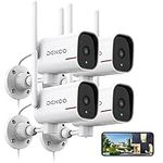 DEKCO 4Pack Home Security Cameras with 2K Color Night Vision, Pan Rotating 180° Wired Outdoor Security Cameras Support 24/7 Recording, 2.4&5G WiFi, AI Auto Tracking, Work with Alexa/Google Assistant