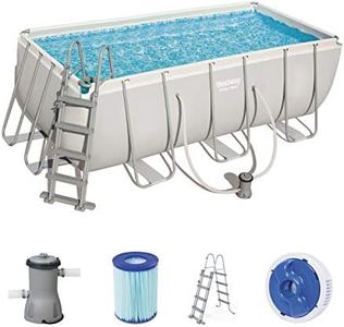 BESTWAY Power Steel Rectangular Pool Set 412x201x122 cm, Stahlrahmenpool-Set mit Filterpumpe und Zubehör