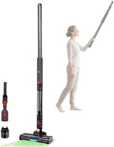 EZ SPARES Ultra-Light Handheld Stick Vacuum Cleaner,Featherweight Stick Cordless Vacuum,Lightweight Vacuum with Crevice Tool for Ceiling,Shelves,Corners,LED-Brushhead,Rechargeable(Pencil-Style,Grey)