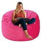 HABUTWAY Bean Bag Chair 3Ft Luxurious Velvet Ultra Soft Fur with High-Rebound Memory Foam Bean Bag Chairs for Adults Plush Lazy Sofa with Fluffy Removable Sponge 3'(Pink)