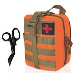 Krisvie First Aid Molle Pouch EMT Pouch Detachable Tactical Medical Bag for Outdoor Activities with Shear (Orange)