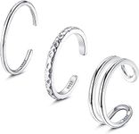 Diamday 925 Sterling Silver Open Toe Rings for Women Hypoallergenic Adjustable Cuff Toe Ring Set Minimalistic Toe Rings Foot Jewelry A