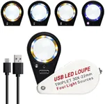 JuviPerpric 30X Jewelers Loupe with UV & LED Lights with Four Light Modes,22mm Portable Pocket Folable Loupe Jewelry Magnifier for Jewelry, Rocks, Coins (Sliver)