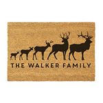 Personalised Stag Family Door Mat - Unique Gift for Family & New Parents - Customised Indoor & Outdoor Doormat - Birthday Gift for Mum & Dad Handmade