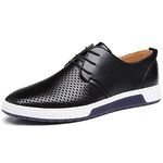 Zzhap Men's Casual Oxford Shoes Breathable Flat Fashion Sneakers Black US 10