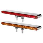 Partsam 2Pcs 12" Red/Amber LED Combo Double Face Truck Semi Trailer Light Bars 20LED Waterproof with Double Studs Sealed Truck Trailer Led Pedestal Turn Signal Stop Tail Marker Clearance Lights 12V