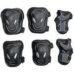 GVSAVY 6 Pieces Child Protective Gear Set, Child Protective Gear, Knee Elbow Protectors For Roller Skating, Skateboarding, Skating, Cycling (black)