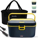 Aotto Electric Lunch Box, 12V 24V 110V 3-in-1 Portable Food Warmer Heated Lunch Box for Adults Reheating Meals in Car/Truck/Office/Travel, Leakproof, with 2L SS Container & Carrying Bag, Blue