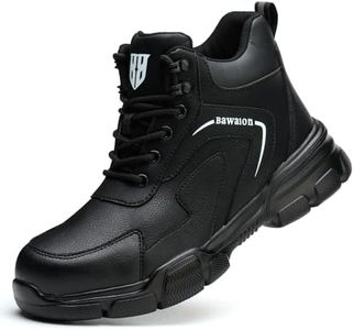 Nasogetch Chaussures de Sécurité Hommes Femmes Montante Imperméable Basket de Securite Légère Confortable Chaussures de Travail Antidérapante 9193 Noir 44 EU