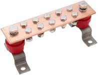 SCXCLY Wall Mounted Copper Ground Bar Kit, with 10 Terminal Positions,Copper Grounding Busbar Bar (.24"x 1.97"x 7.87") Kit