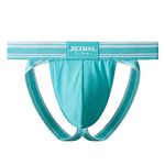 JOCKMAIL Jockstrap Athletic Supporters for Men Jock Strap Male Underwear for Gym Sport, Light Blue, Medium